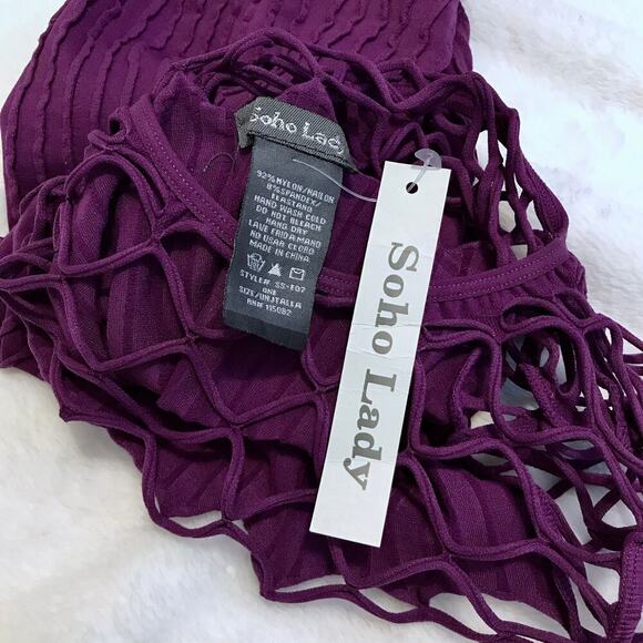 Soho Lady NWT Purple Cut Out Blouse Women OS (S-L) - Picture 7 of 7